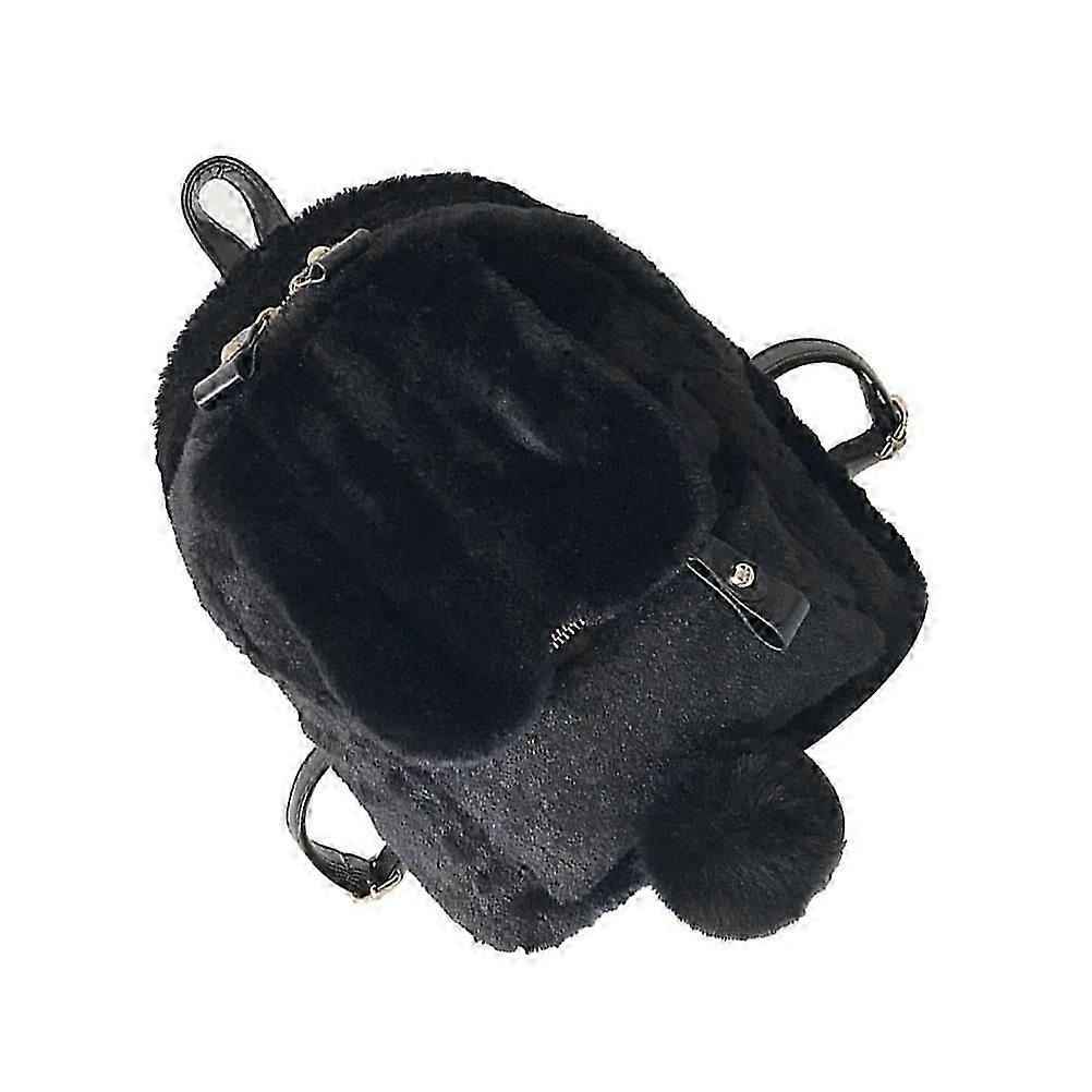 Rabbit Ear Plush Backpack for Storage Use Delicate Black Plush Backpack