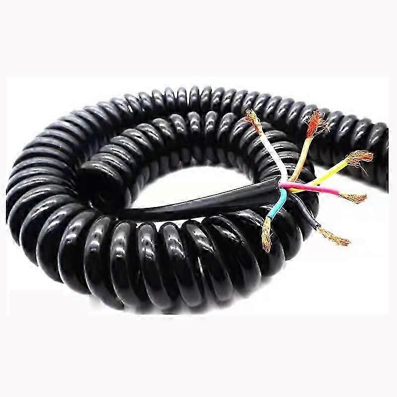 6 Strand Retractable Spring Coiled Expandable Power Cord, Black Power Cord, 3m