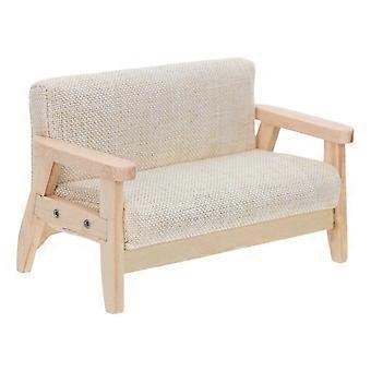 Divano/Panca per Casa delle Bambole: Poltrona in Miniatura - Poltrona in Legno Vintage per Decorazione del Soggiorno di Casa delle Bambole - Accessori per Mini Casa Beige