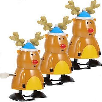 3pcs Weihnachten Elchform Aufziehspielzeug Xmas Uhrwerk Spielzeug Xmas Geschenk Party Gefälligkeiten