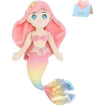 Meerjungfrau Prinzessin Kuscheltier Kuscheltier weich umarmend Plüsch Spielzeug Puppe Geburtstag Kindertag Weihnachten für Kleinkinder Mädchen, Rosa, 15,5''