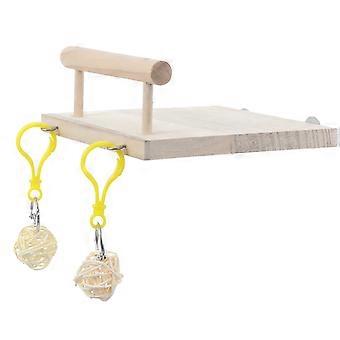 Wood Hamster Stand Platform Board for Chewing Play 2Pcs Beige