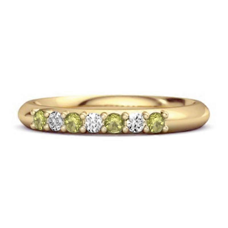 Peridot Eternity Stackable Ring - 925 Sterling Silver Gold Vermeil