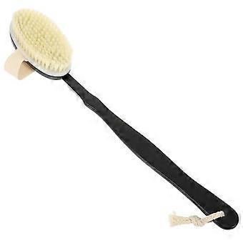 Exfoliating Shower Brush for Back, Nylon Bristles, Long Handle Body Scrubber, Black