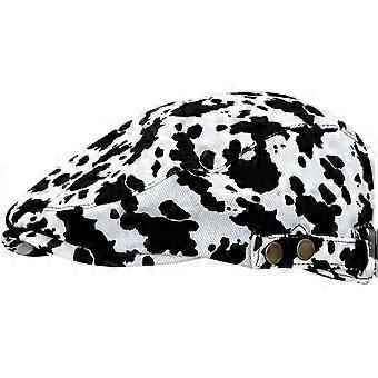 Boina, Boinas con estampado de vaca para hombre y mujer, estilo artista, estilo casual, estilo newsboy, unisex, de poliéster.