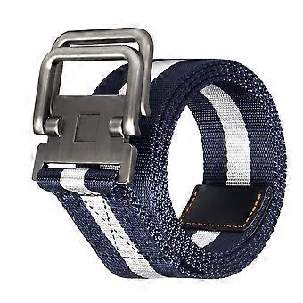 Riem Heavy Duty Taille Riem Metalen Gesp Verstelbare Militaire Stijl Nylon Riemen Taille Riem (Blauw en Wit)