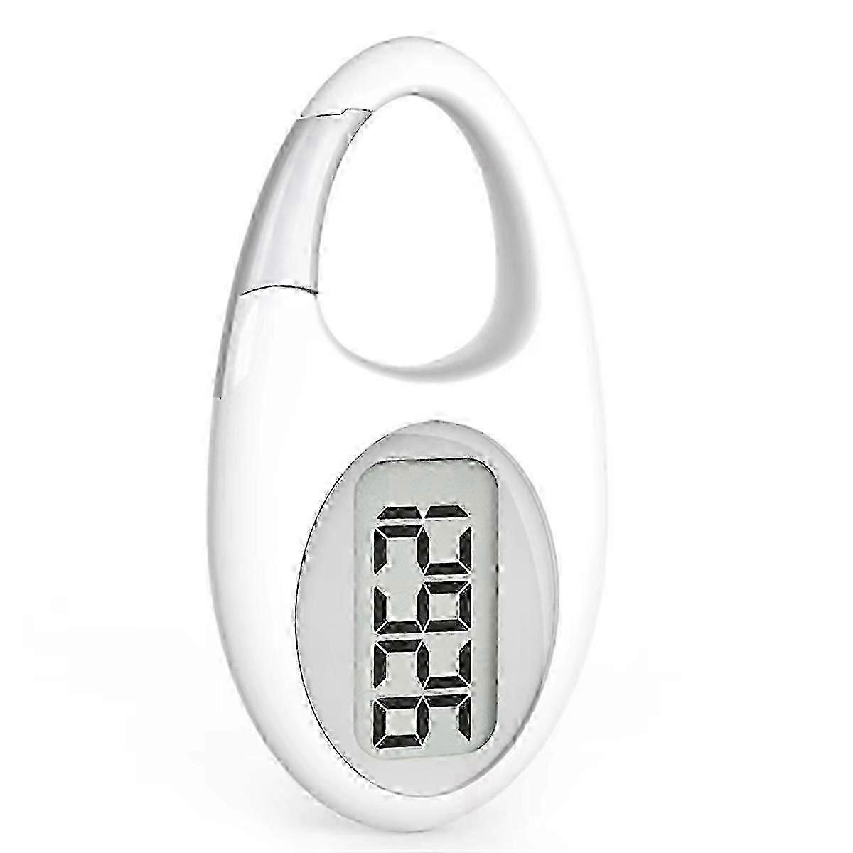 3D Digital Step Counter Tracker for Walking, Mini Portable Pedometer in White & Silver