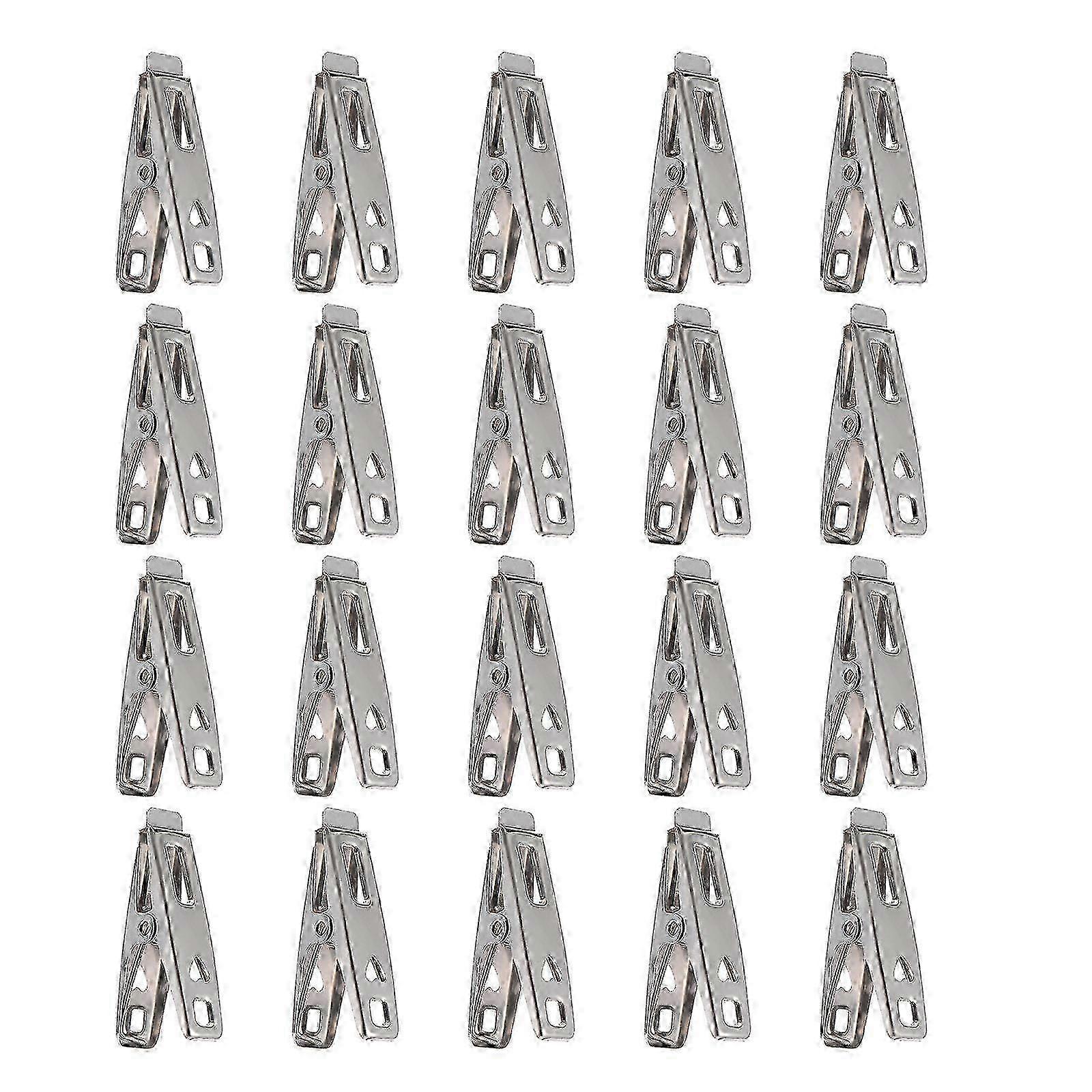 Stainless Steel Clothes Clamps Windproof Function with 20Pcs Set