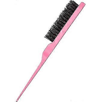 Three Rows Of Nylon Teasing Brushes Back Combs Smooth Brushes For Home Beauty Salon (pink) (1pcs)