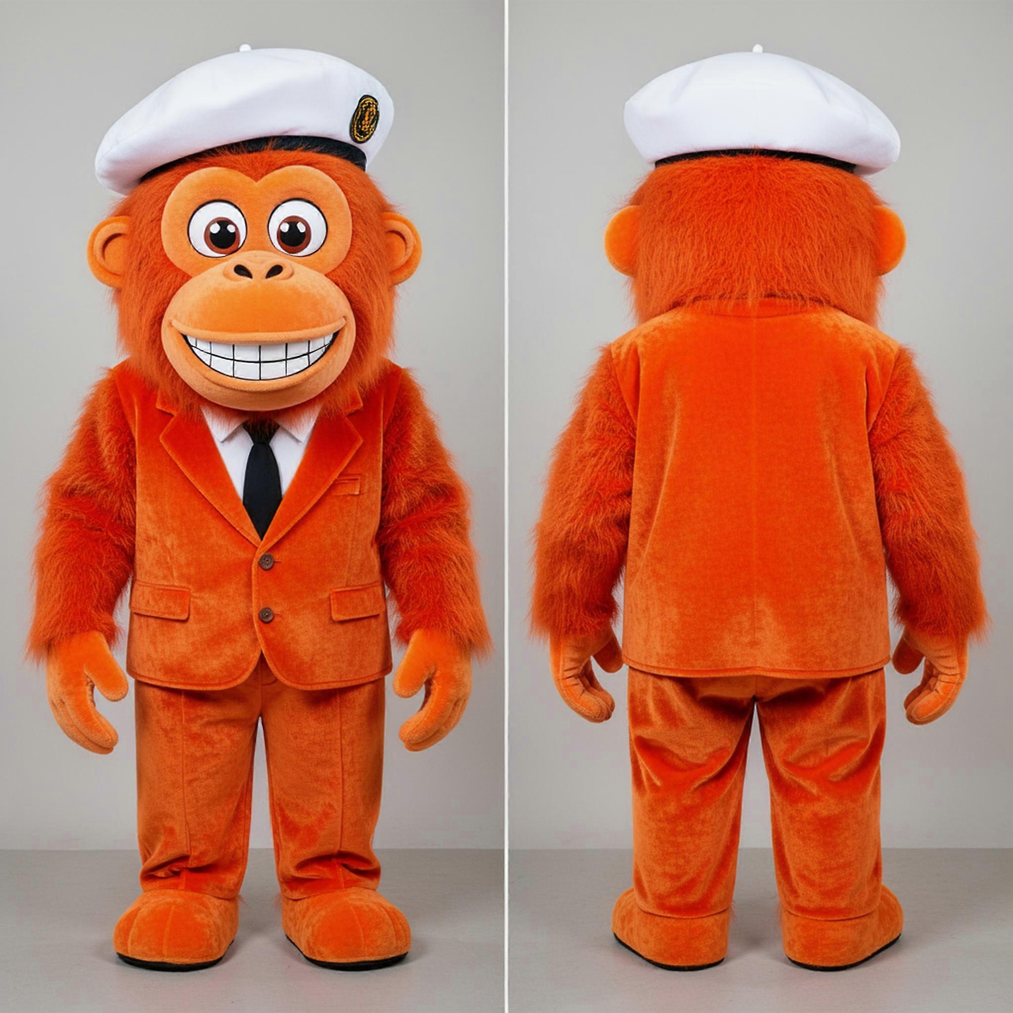 MASTICOT Bright Orange Playful Orangutan Mascot