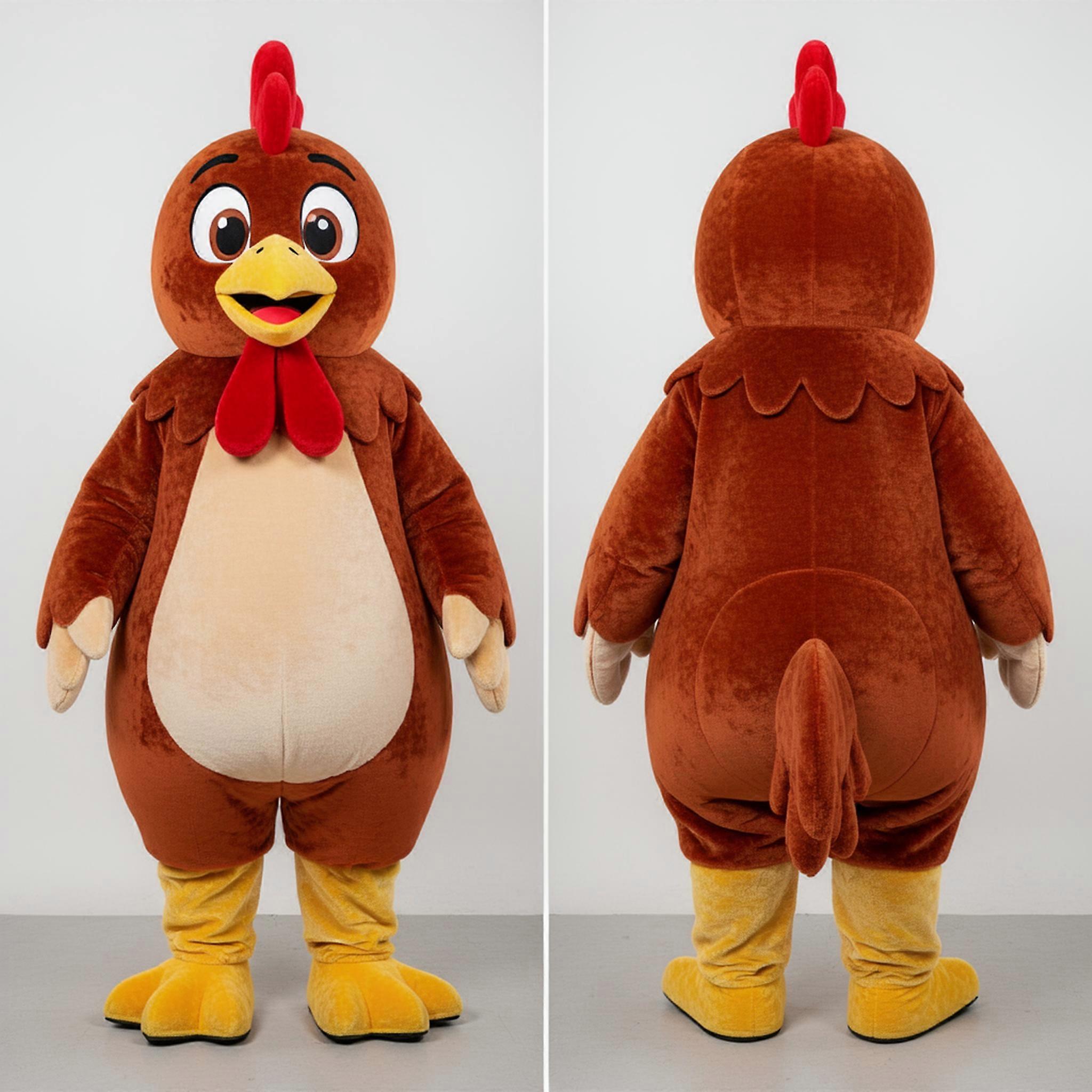MASTICOT Rust Orange Fluffy Chicken Mascot