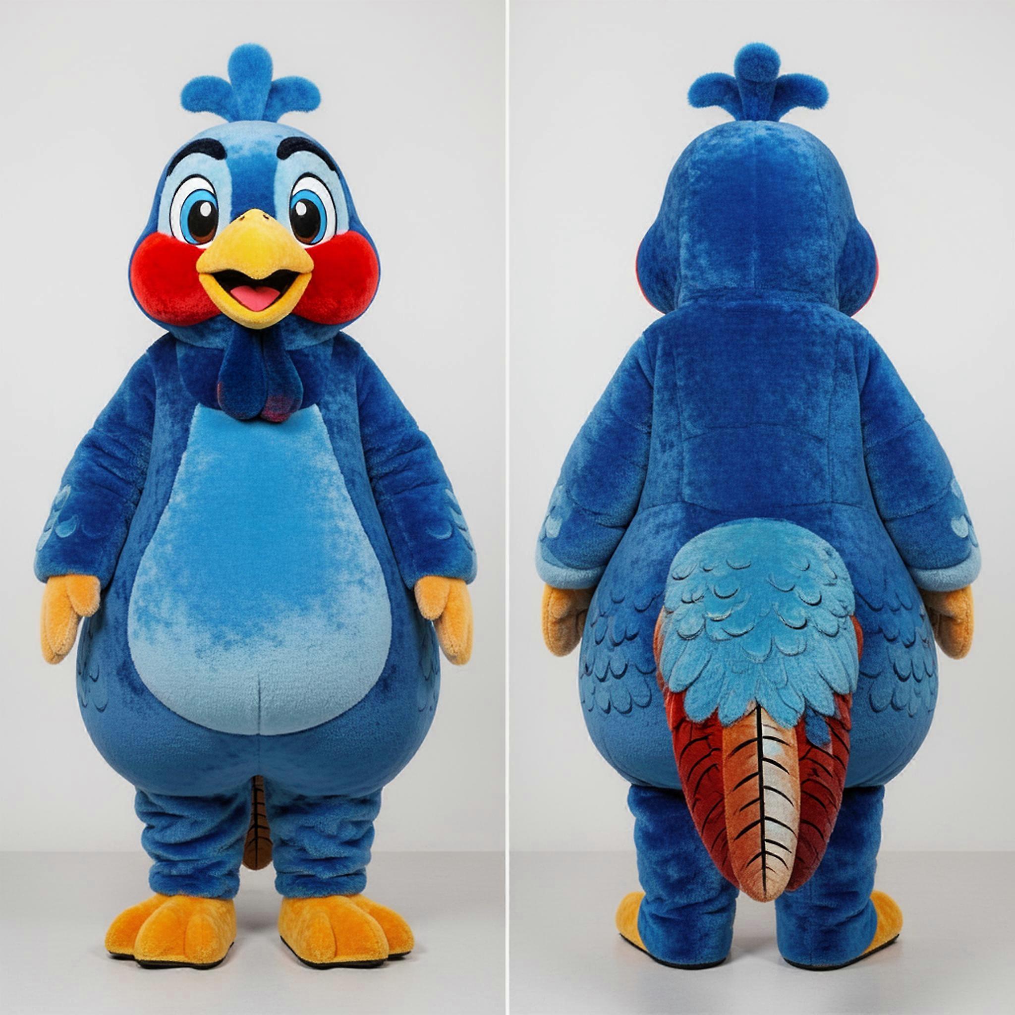 MASTICOT Velvety Blue Cartoon Pheasant Mascot