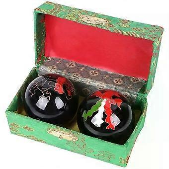 2Pcs Excercise Workout Ball Chinese Massage Cloisonne Health Baoding Balls Fitness Exercise Ball For Old People (Random Color)