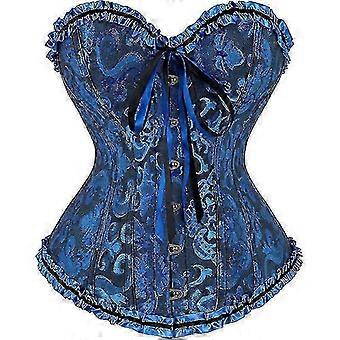 Women Lace Up Back Sexy Floral Corset Bustier Top Plus Size Lingerie