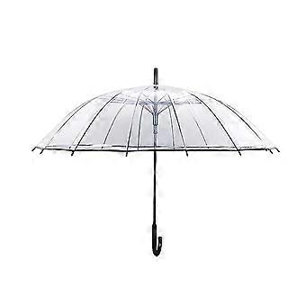 Windproof Automatic Umbrella Black with Transparent Canopy and Ergonomic J Handle for Rain