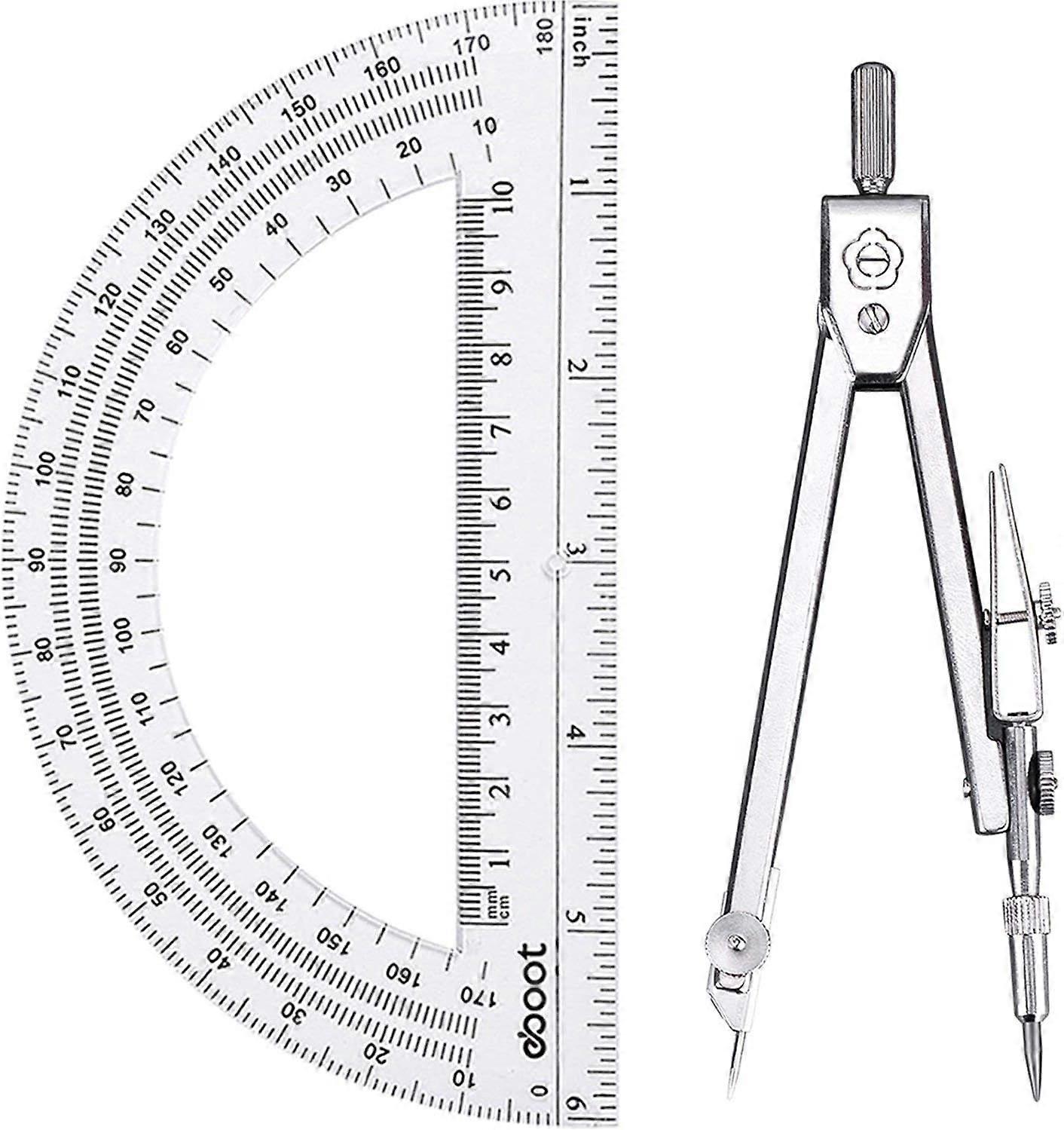 Drawing Compass and 6 in Protractor Geometry Set, Clear