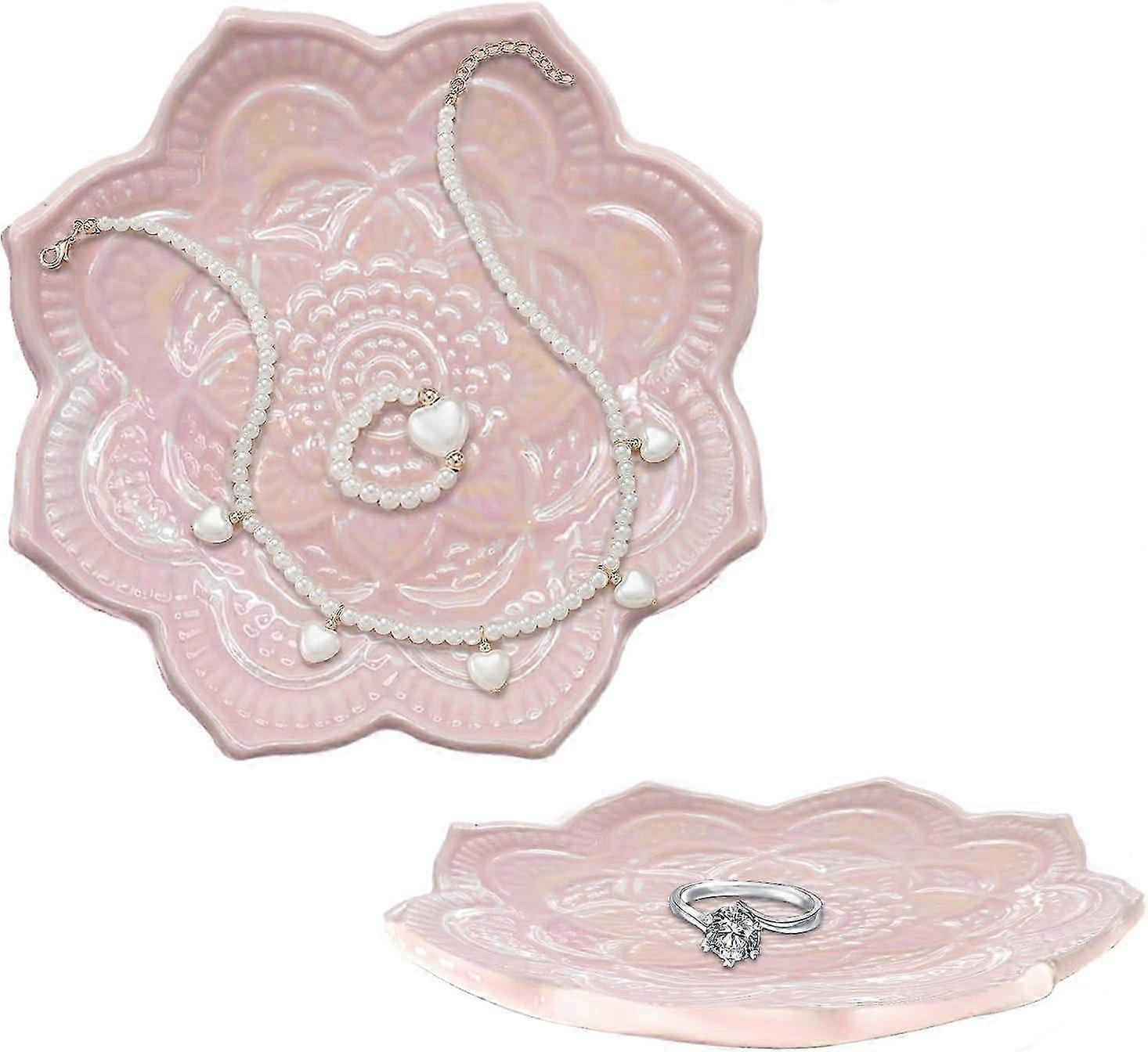 Small Pink Ceramic Ring Dish Leaf