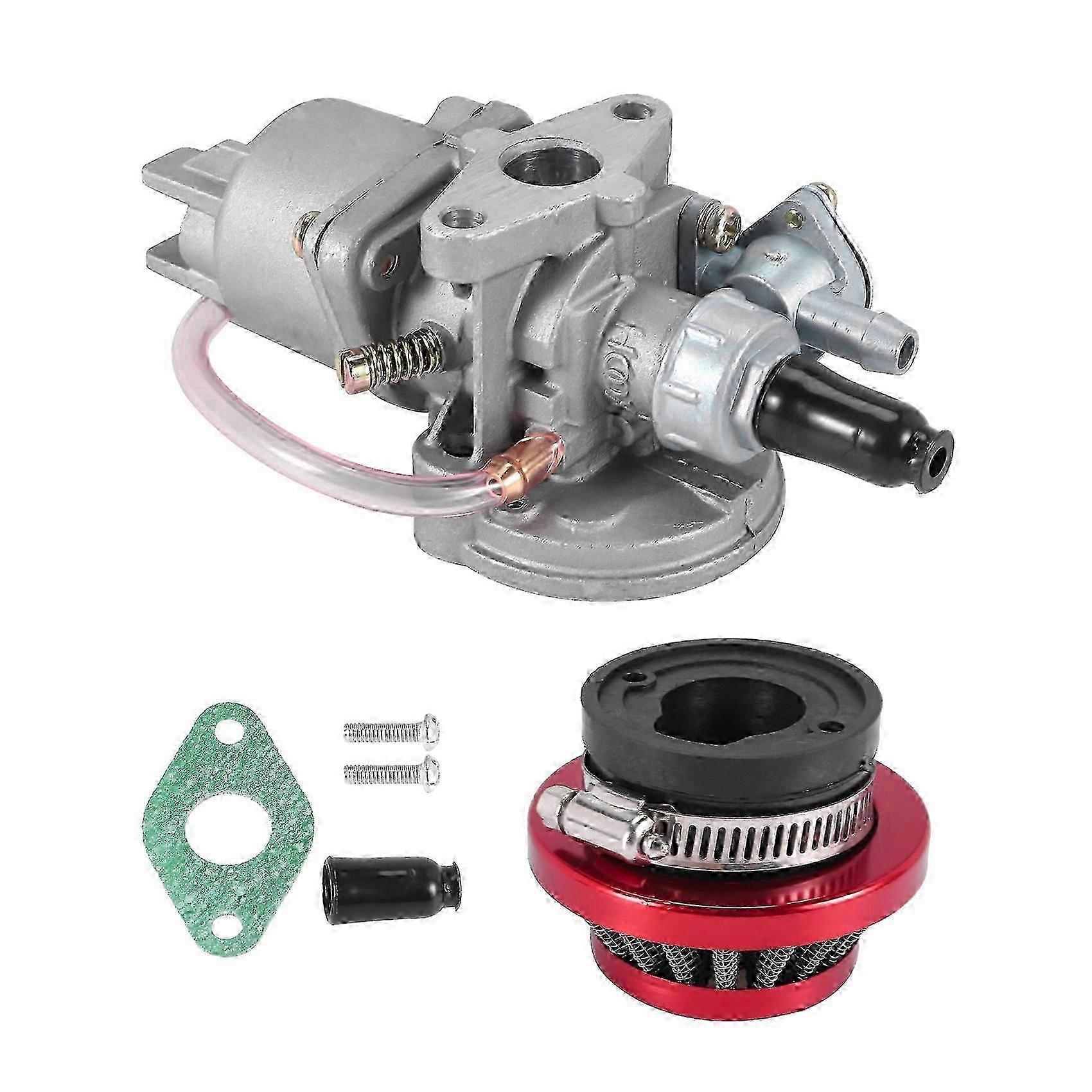Carburetor + Red Filter + Stack compatible with 2 Stroke 47Cc 49Cc Engine Parts