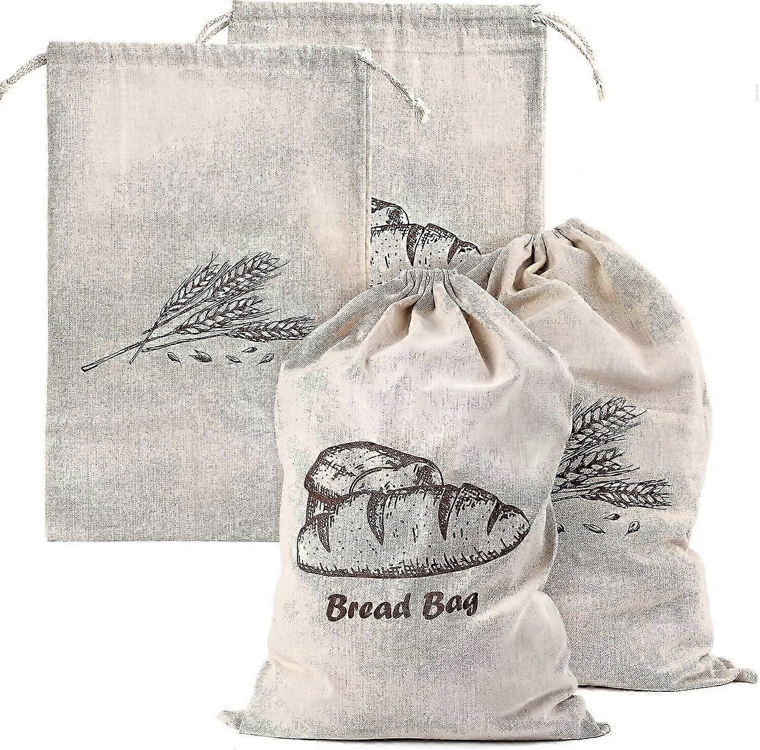 Unbleached Linen Bread Bags Reusable