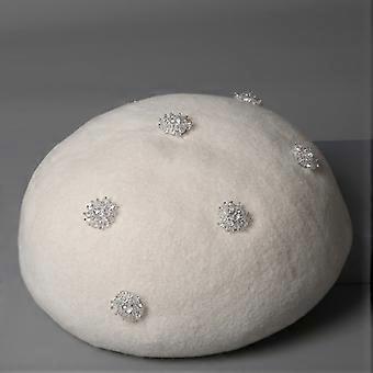 Women's Retro Wool Beret with Flower Decoration, Warm French Style Hat for Autumn Winter Daily Street Wear
