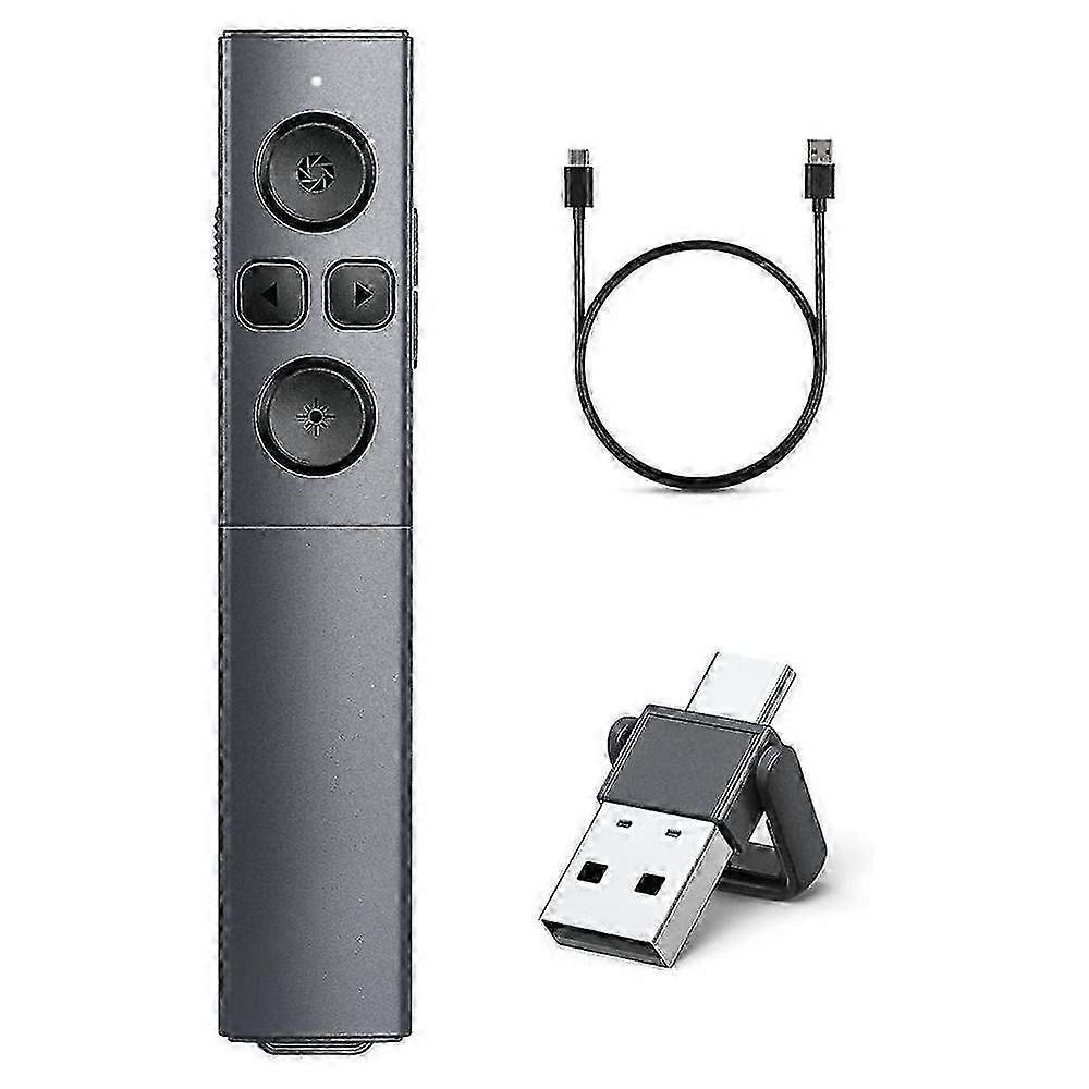 2-In-1 Wireless Presentation Clicker, USB Type-C & USB-A Compatible, Rechargeable Remote