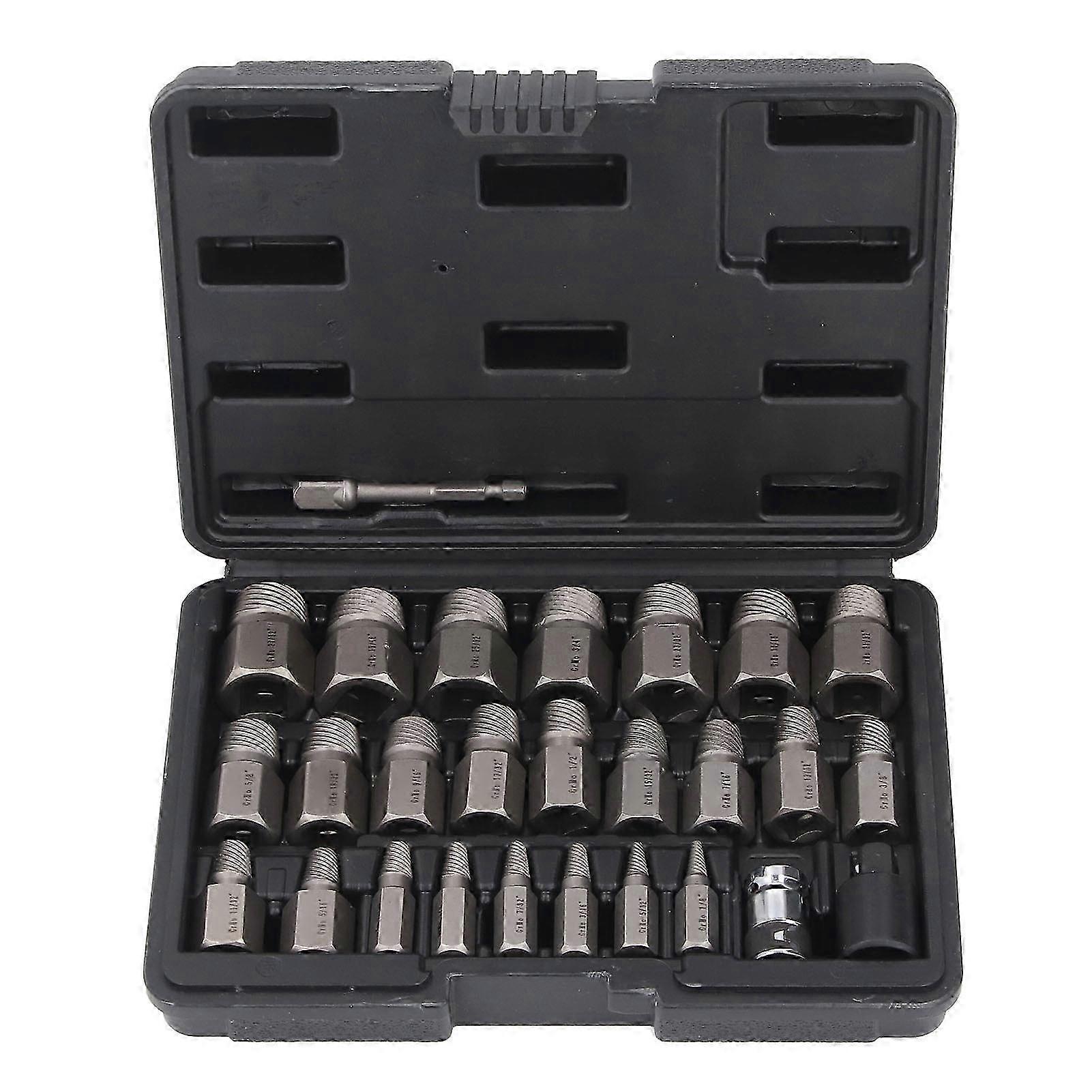 26PCS Set Bolt Extractor Kit: 3/8 Inch Driver Hex Stripped Bolt Extractor Socket, Nut Remover Tool