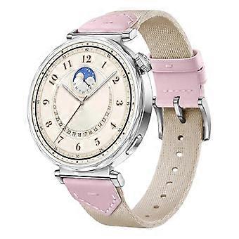 Pink Nylon Leather Strap Breathable Comfort Fit Adjustable Secure Buckle Band for Huawei Watch GT5 41mm