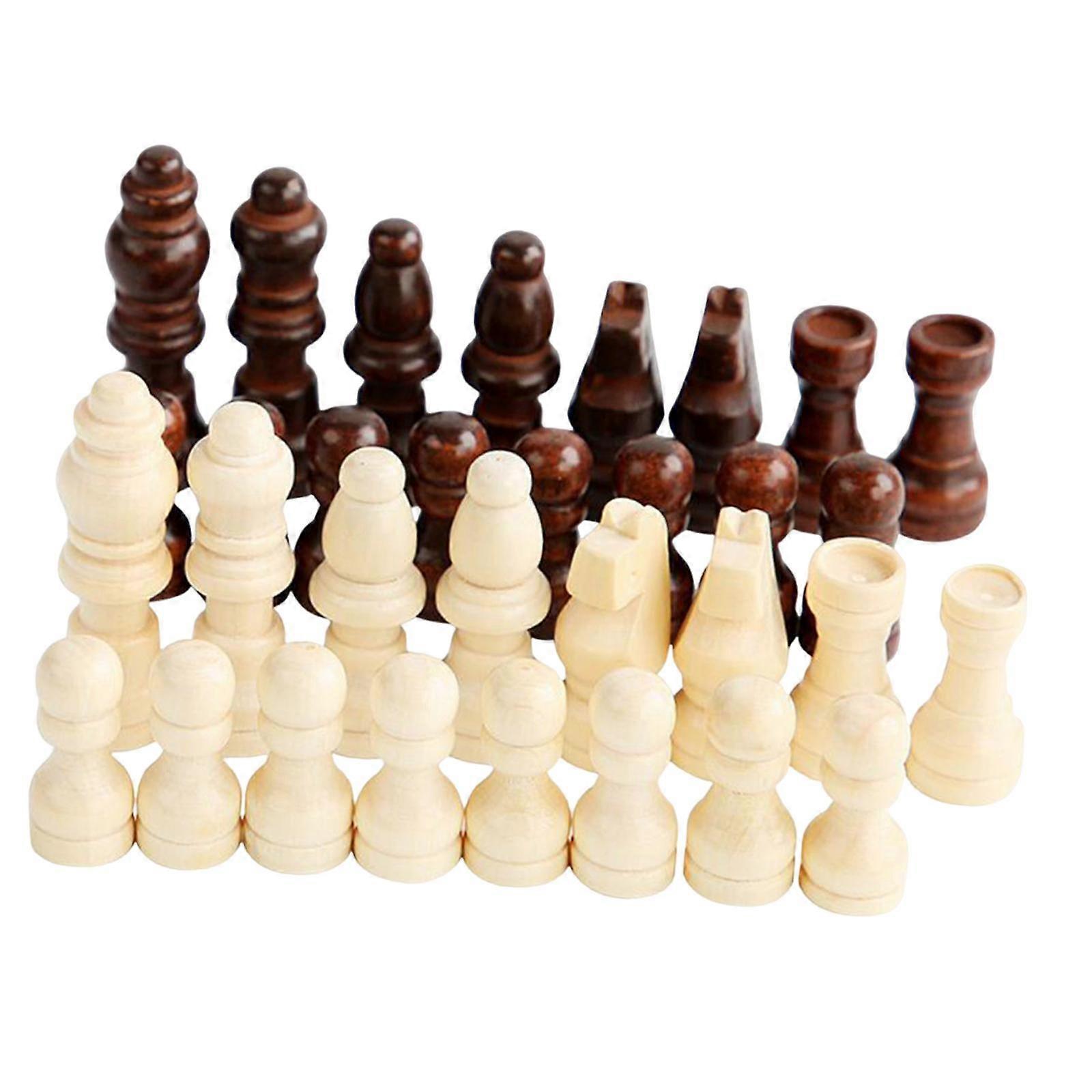 Solid Wood Chess Pieces 32 Pc