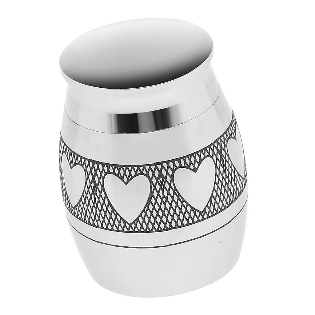 Heart Pattern Stainless Steel Cremation Urn Ash Memorial Container Size L