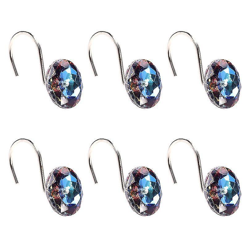 6.5X5.8cm Colorful Window Treatment Replacement Parts 12pcs Creative Rhinestone Shower Curtain Hooks