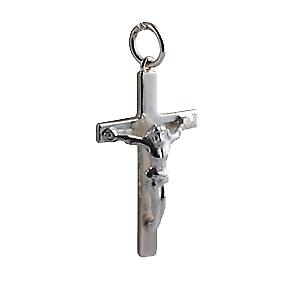 Silver 25x15mm solid block Crucifix Cross