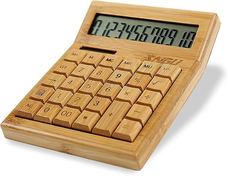Functional Desktop Calculator Solar Power Bamboo Calculators With 12-digit Large Display 