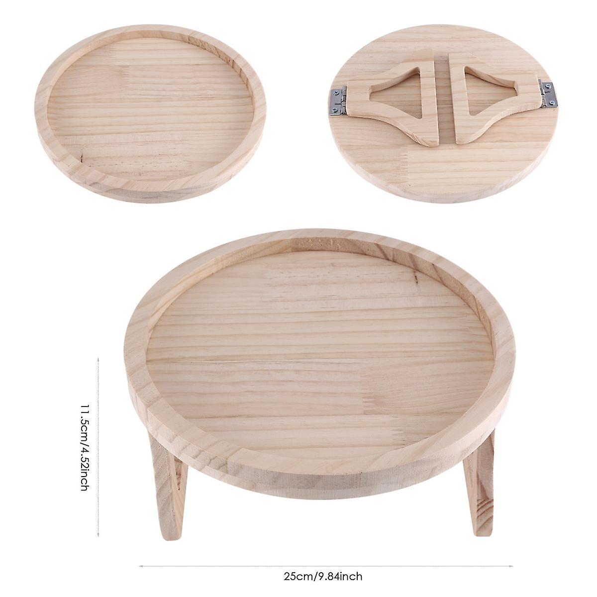 Sofa Arm Clip Table,Natural Wooden Sofa Armrest Clip-on Table Sofa Couch Arm Rest Organizer, Round