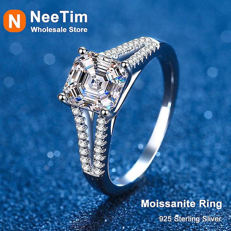 925 Sterling Silber Ring 2ct Diamanten mit Zertifikat Fine Jewelry Hochzeit Verlobungsringe Für Frauen Mädchen
