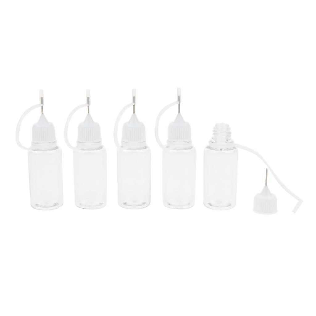5x 20ml Empty Plastic Squeezable Liquid Dropper Bottles Needle Tip White Cap