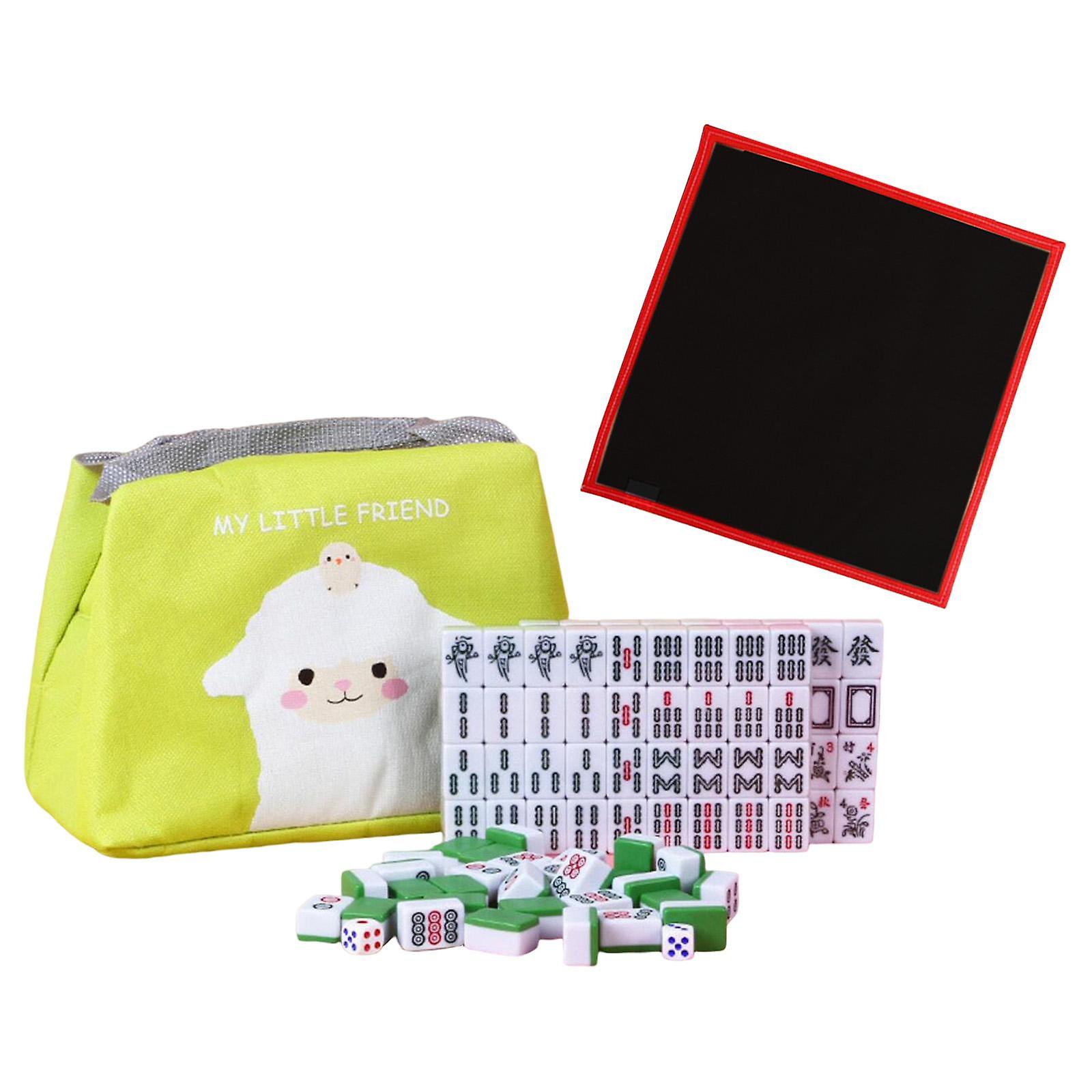 Mini Mah Jong Game Set Tiles Game Traditional Mahjong Set for Home Party Green