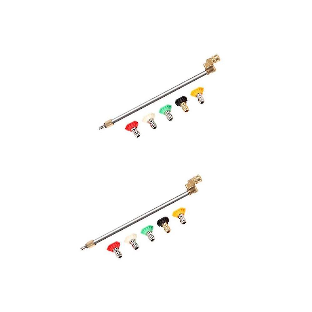 2pcs Pressure Washer Wand With Adjustable Angle Nozzle 5 Angles Quick Connect Pivot Adapter Coupler