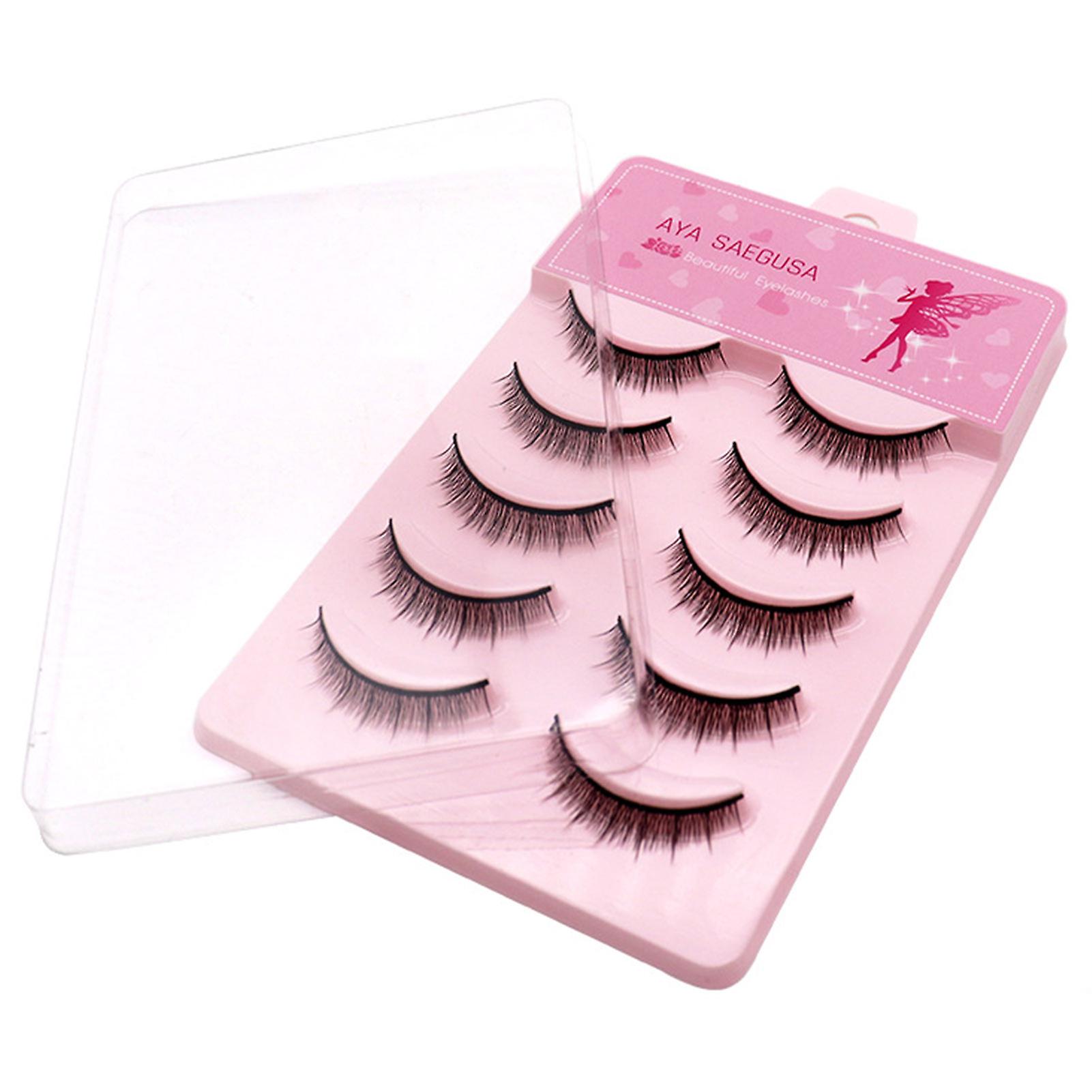 5 Pairs Daily Student Simulation False Eyelashes 3d Lash Thick Volume Long Wispy Lashes For Daily Working Or Stage Makeup