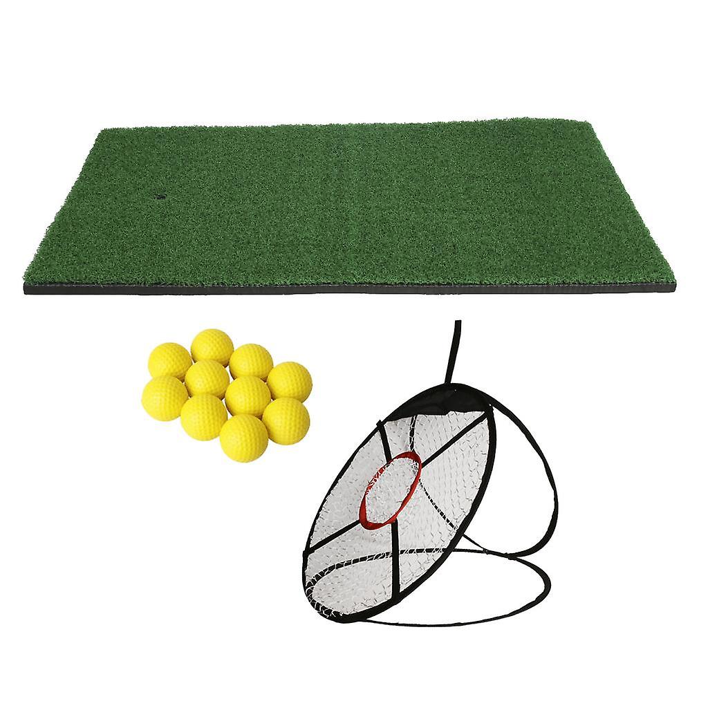 Portable 24" Golf Training Practice Chipping Net with Hitting Mat Golf Balls