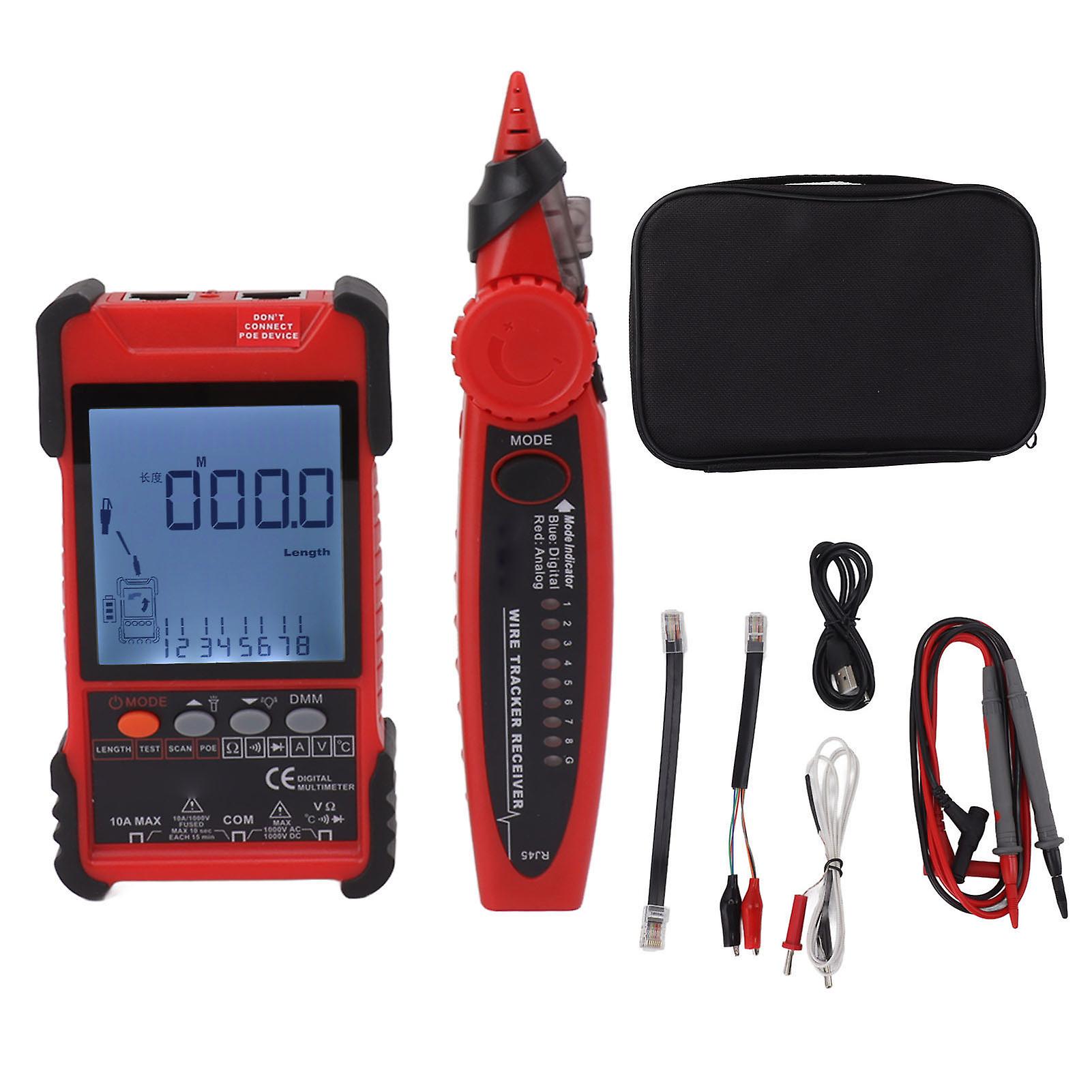 2 in 1 tester per cavi di rete multimetro digitale schermo LCD kit di ricerca di cavi di rete per la mappatura dei cavi metallici