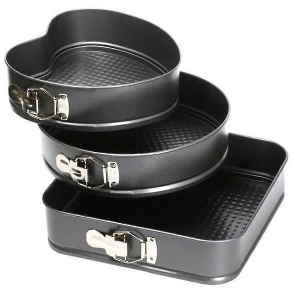 3Pcs Mini Springform Pans Round Heart Shaped Cake Molds Non Stick Springform Cake Pans