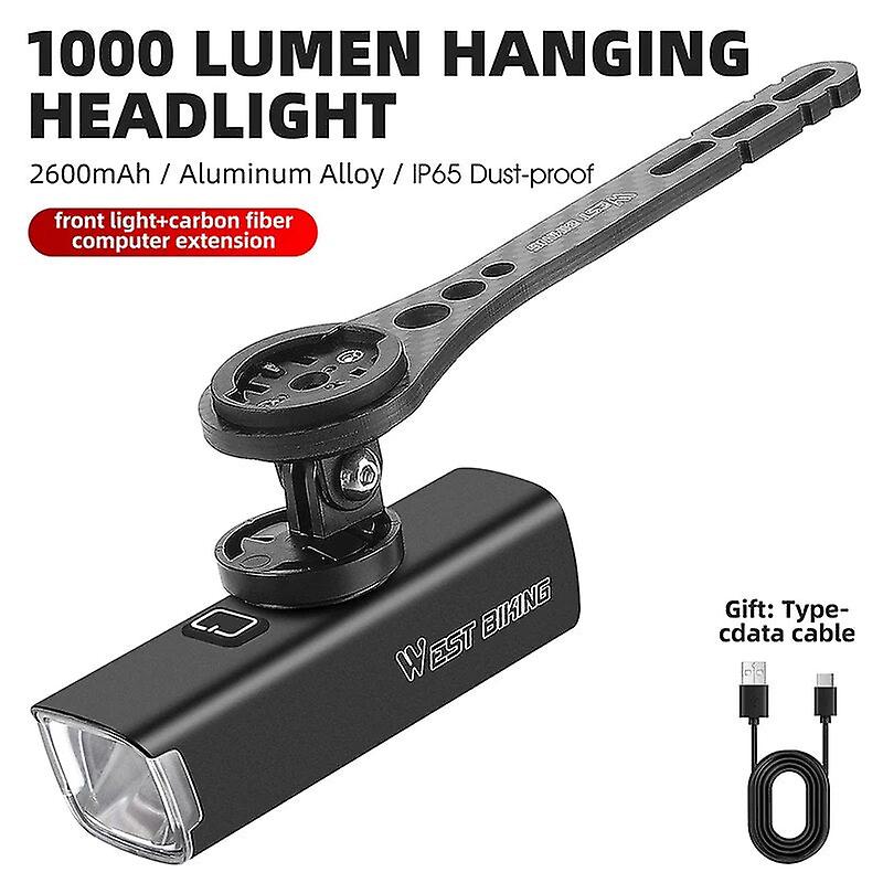 West Biking 1000 Lumens Bicycle Front Light Ip65 Waterproof Aluminum Alloy Headlights Type-c Charging Automatic Start And Stop