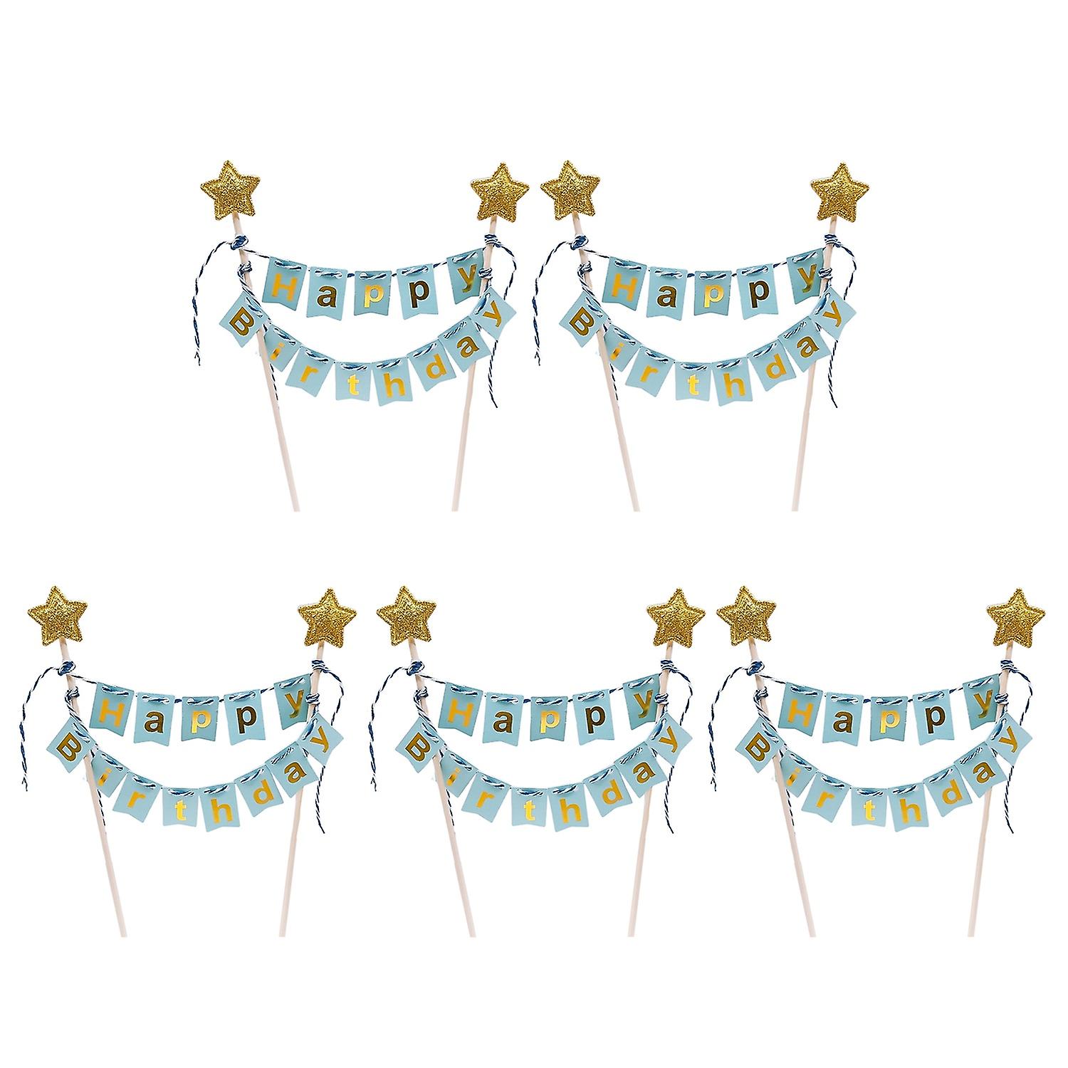 5Pcs Cake Inserts Decor Eye-catching Creative Lovely Patterns Cake Decoration Cake Cupcake Decoratin