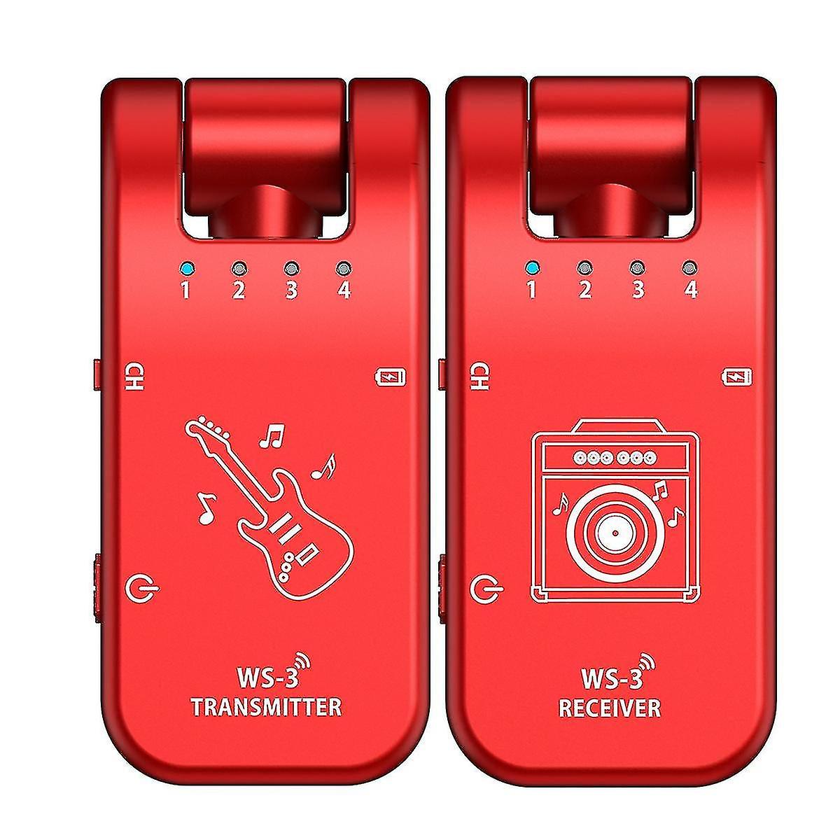 Uhf 4 Channels Wireless Guitar Transmitter Receiver 6.35mm Audio Interface Electric Guitar Music In