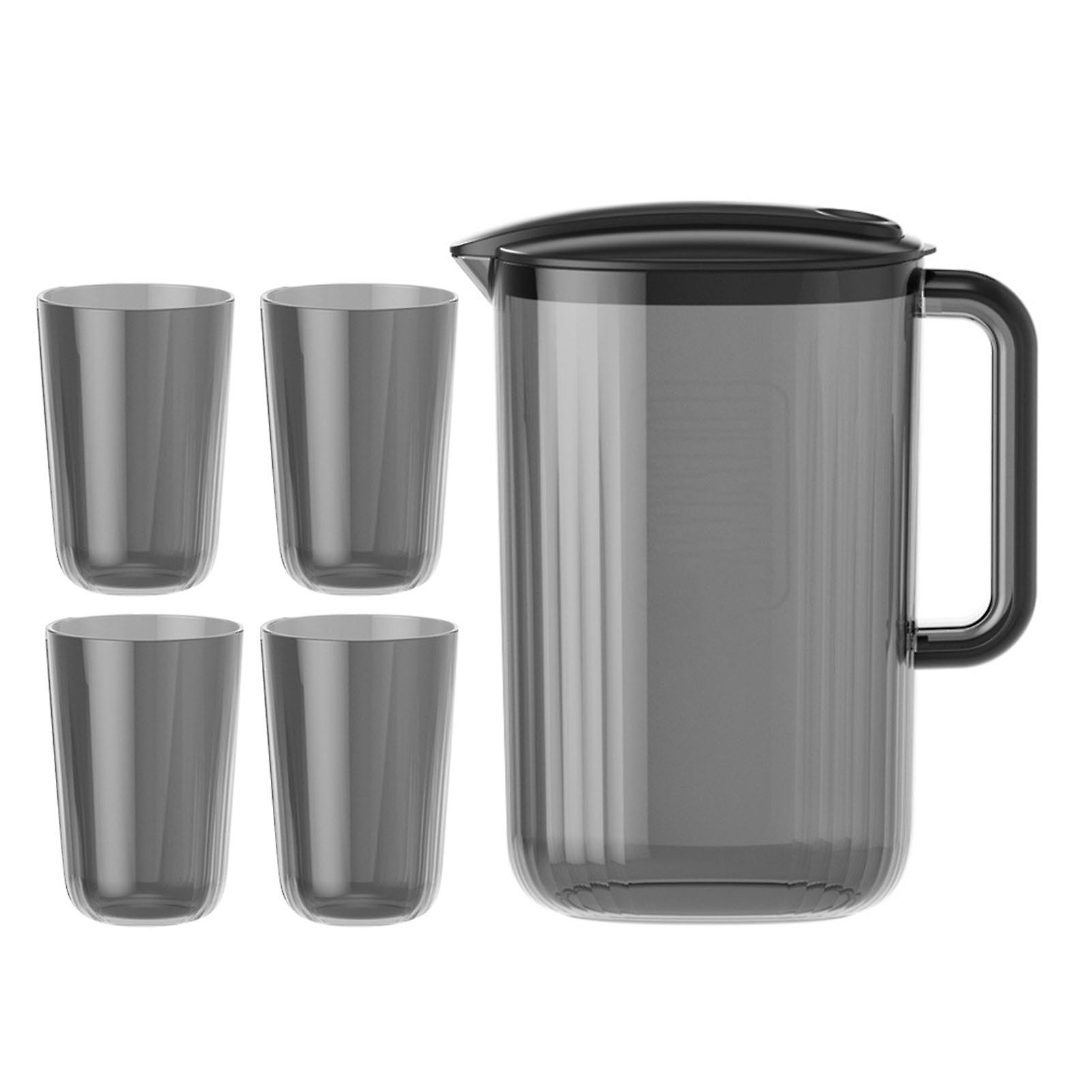 Large Capacity Clear Water Pitcher High Temperature Resistant Plastic for Teas, Juices and Lemonades, Black