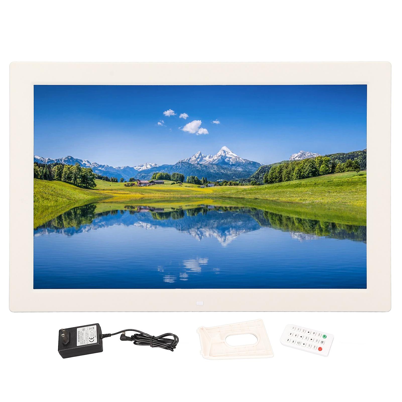 17" Multifunctional LED Digital Photo Frame with Remote, HD Display, US Plug, White