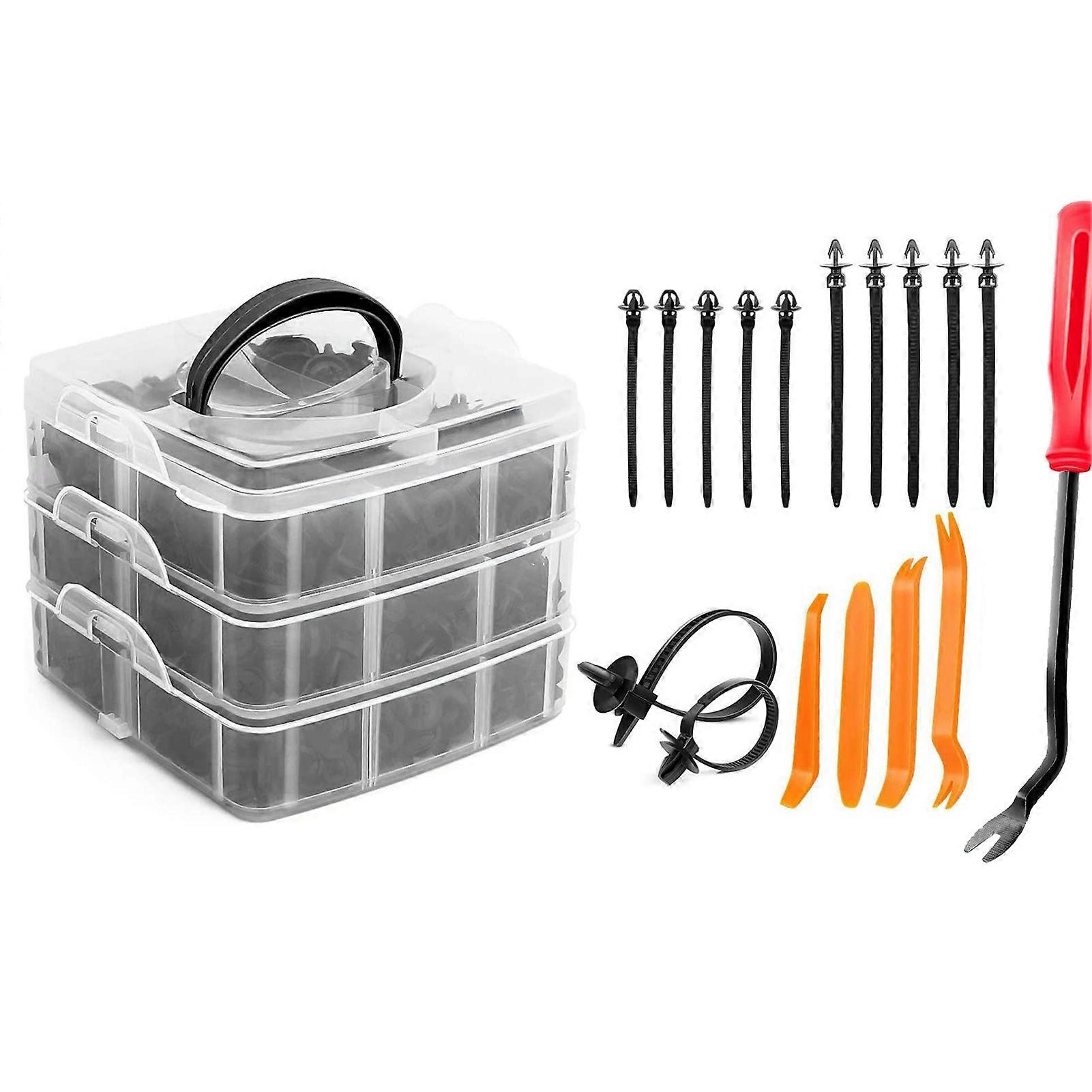 620 Pcs Car Push Retainer Clips Kit: 16 Types with Screwdriver Remover
