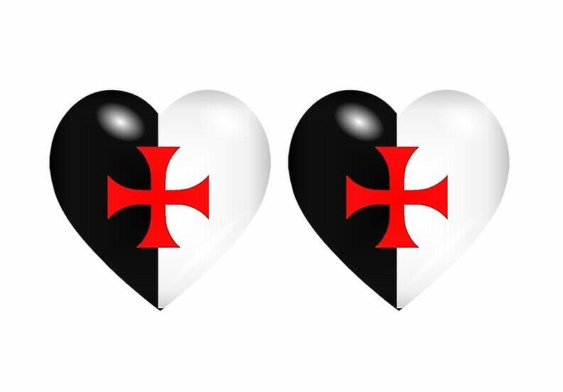 2x Sticker sticker flag heart knight templar