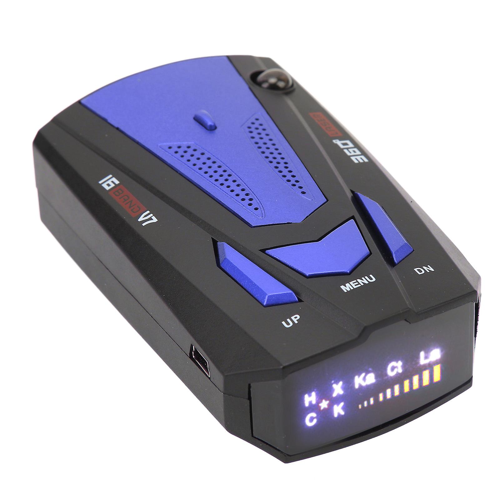 Car Radar Detector 360 Degree Protection Speed Alarm 16 Band Electronic Dog Detector Speedometer Speed Tester Blue 
