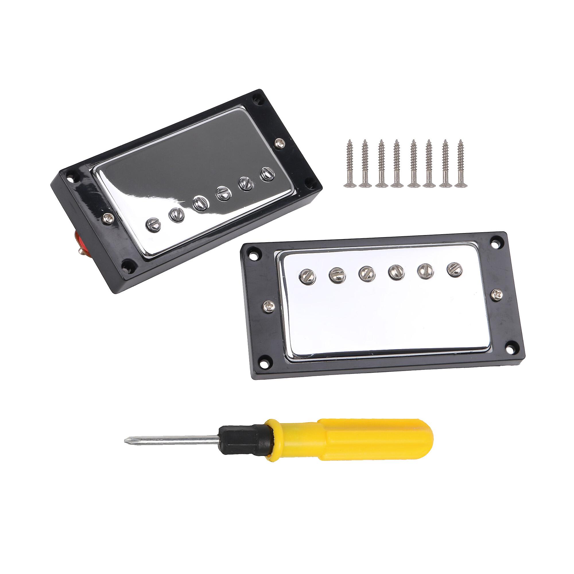 3 Pcs Silver Electric Guitar Dual Coil Neck Bridge Pickup with Frame Kit